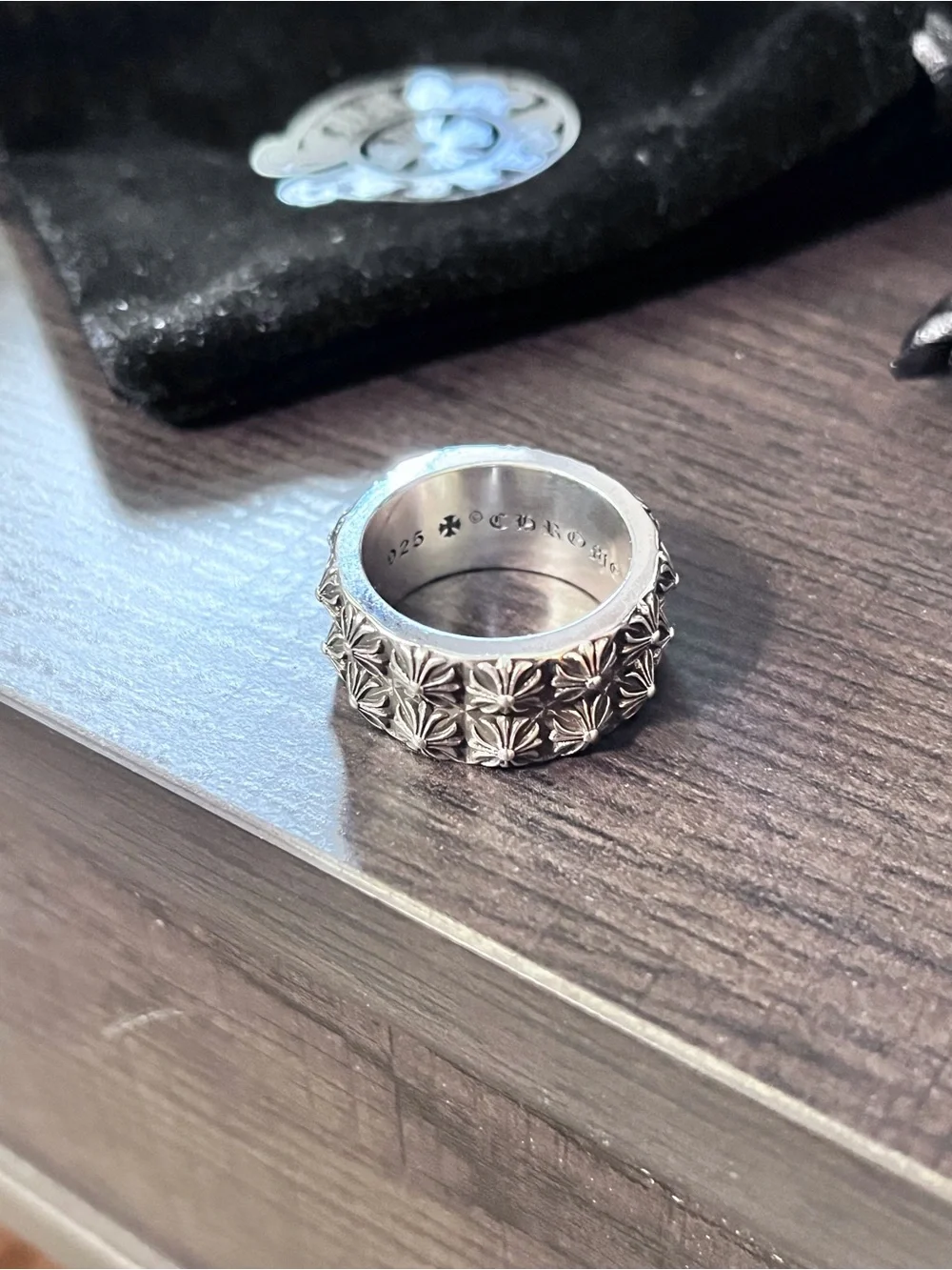 Chrome Hearts Silver Floral Band Ring